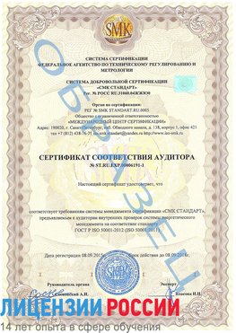 Образец сертификата соответствия аудитора №ST.RU.EXP.00006191-1 Кулебаки Сертификат ISO 50001